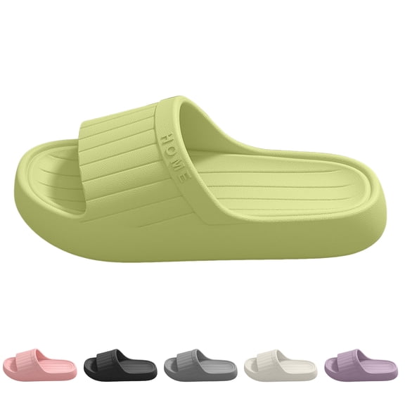 Modstep Pillow Slippers for Women and Men Non Slip Quick Drying Soft Cloud Slide Sandals Bathroom Recovery Shower Shoes Indoor size 8 Black