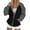 Black, variant on ManxiVoo Women's Loose Fit Casual Lapel Raglan Sleeve Zip Front Color Block Hooded Sweatshirt L Size Black