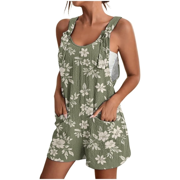 Jumpsuits for Women Casual Wide Leg Jumpsuits New Women's Summer Comfortable Casual Suspender Printing Shorts Pocket Jumpsuit Shorts Style B-2 Multicolor 3XL