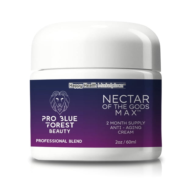Nectar Of The Gods Max - Suministro para 2 meses - Crema antiarrugas y antienvejecimiento - Nuestra mejor crema de belleza Pro Blue Forest - Crema antiarrugas para mujeres y hombres - Crema antiarruga