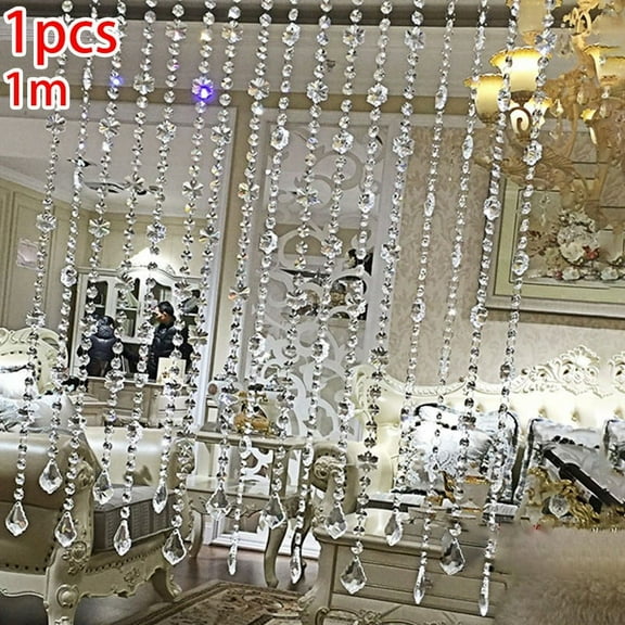 1string Glass Crystal Bead Drape Door Valance Hanging Curtain Room Divider Decor