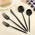 thumbnail image 4 of 40 Pieces Silverware Set，Matte Black Stainless Steel Flatware Cutlery Set Service for 8, Stain Finish Kitchen Utensil Set，Include Dinner Knives Forks and Spoons Silverware, Dishwasher Safe, 4 of 5