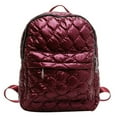 thumbnail image 1 of Fashion Quilted Nylon Backpack Rhombus Pattern Large Zip School Bagpack (Red), 1 of 10