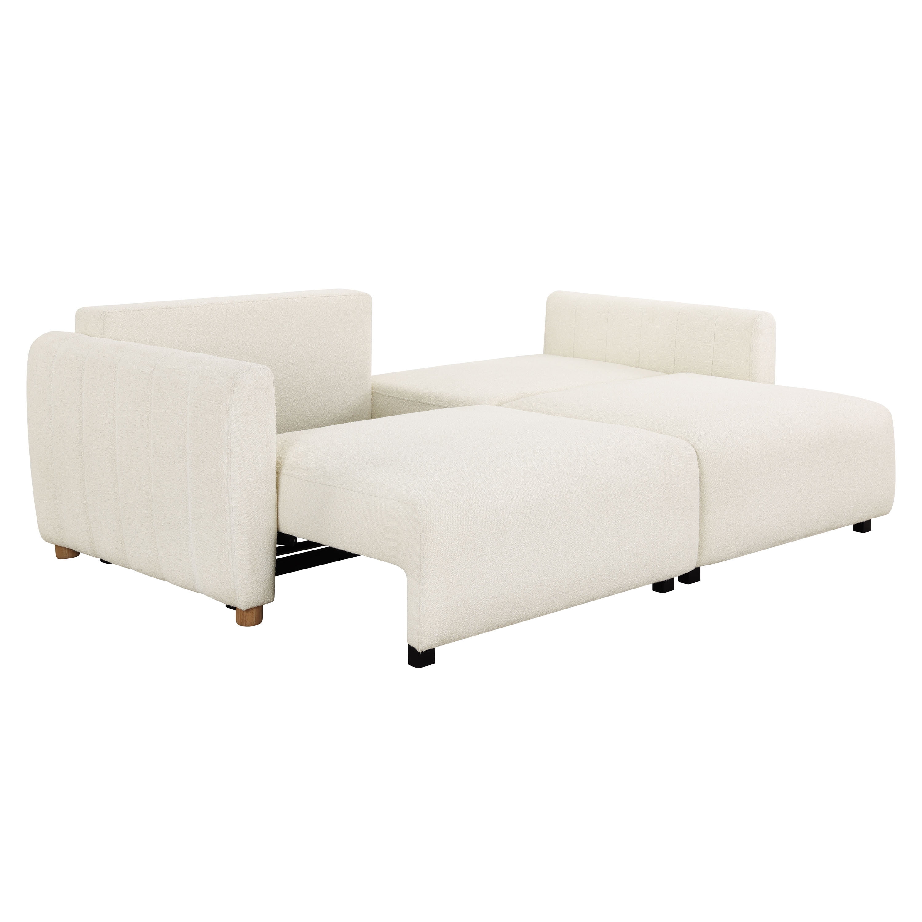 Serta Grant Scandinavian Convertible Sofa with Queen Size Sleeper, Ivory Boucle Fabric