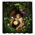 thumbnail image 3 of Ambesonne Cartoon Shower Curtain, Forest Elf in Cocoon Night, 69"Wx70"L, Green Brown, 3 of 3