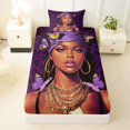thumbnail image 3 of Castle Fairy Hippie Black Woman Twin Sheets 3pcs,Leopard Butterfly Print Bedding,Purple Black,1 Fitted Sheet, 1 Flat Sheet and 1 Pillowcase, 3 of 6