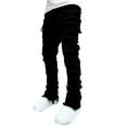 thumbnail image 2 of Yunliwuli Men's Regular Fit Stacked Jeans Patch Distressed Destroyed Straight Denim Pants Streetwear Clothes, 2 of 10