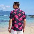 thumbnail image 6 of Mens Hawaiian Shirts Short Sleeve Summer Beach Aloha Shirt Tropical Floral Casual Button Down Shirt Hot Pink, 6 of 7