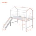 thumbnail image 5 of Aukfa Metal Twin Loft Bed with Slide and Wooden Blackboard, House Shaped Top, White, 5 of 10