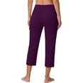 thumbnail image 4 of Only Moment Crz Yoga High Waisted Work Travel Pants with Pockets Stretchy Business Casual Slacks Purple,2XL, 4 of 6