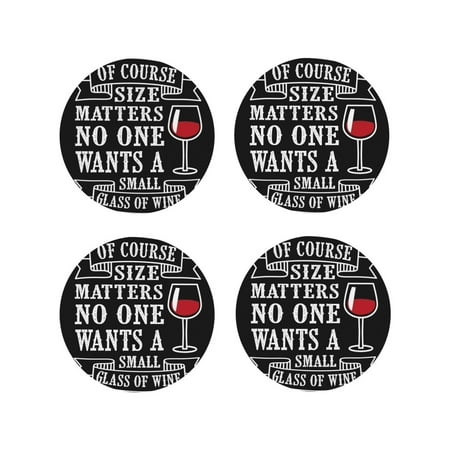 

Fuzoiu Wine Funny Print Leather Coasters Set Drink Coasters Set of 4 for Tabletop Protection Durable PVC Coasters Home Décor and Housewarming Gift-Round Shape
