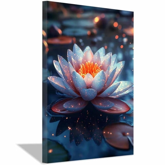 Mudket Framed,Zen Canvas Wall Art,Ready to Hang,Pink Floral Canvas Print,Botanical Wall Decor,for Bathroom Bedroom Living Room Decor - 12"L x 8"W