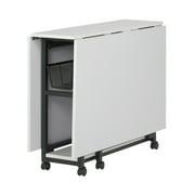 Sew Ready Mobile Fabric Cutting Table with Storage 30 H in Charcoal/White