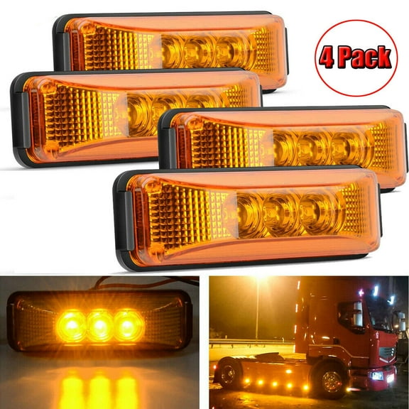 AUTOXBERT 4x Amber 3-LED Side Marker Lights RV Truck Trailer Clearance Light Waterproof 12 V 1.2W ABS PC