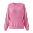thumbnail image 4 of Pink Womens Tops Womens Sweatshirt Double Fuzzy Fleece Soft Winter Crew Neck Pullover Hoodie Long Sleeve with Pockets Cozy Casual Tops Womens Fashion Clothing, 4 of 4