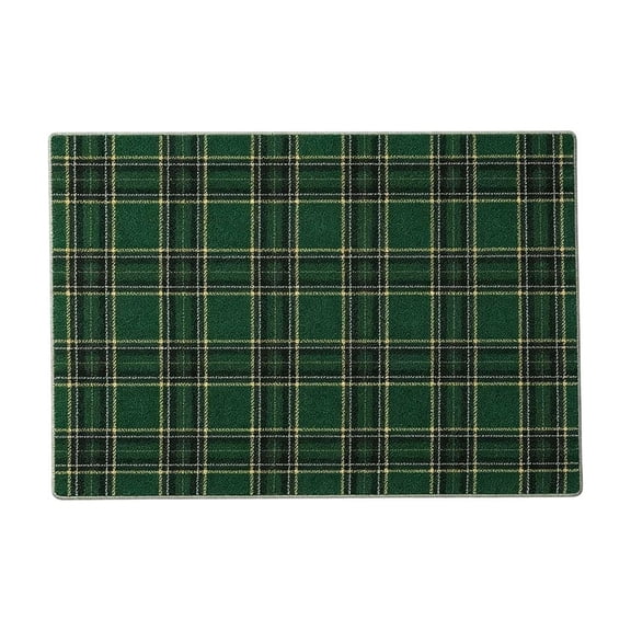 Yangka Christmas Doormat Green Tartan Plaid Antiskid Entry Rug Xmas Holiday Front Door Mat For Indoor Outdoor Porch Decor, 15.74x23.62 Inch