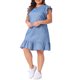 thumbnail image 4 of Vestido midi sin mangas de talla grande para mujer Agnes Orinda con escote en forma de llave y volantes en los hombros 4X azul claro, 4 of 5