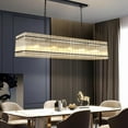 thumbnail image 5 of TICOZE 53.9" Modern Rectangular Black Crystal Chandelier with Water Wave Glass - 12-Light Adjustable LED Pendant Light for Kitchen Island, Dining Room and High Ceilings, 5 of 8