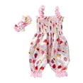 thumbnail image 5 of Odeerbi Baby Girls Boys Clothes Baby Rompers Toddler Flower Print Lace Bow Sling Cute Bloomers Jumpsuit, 5 of 9