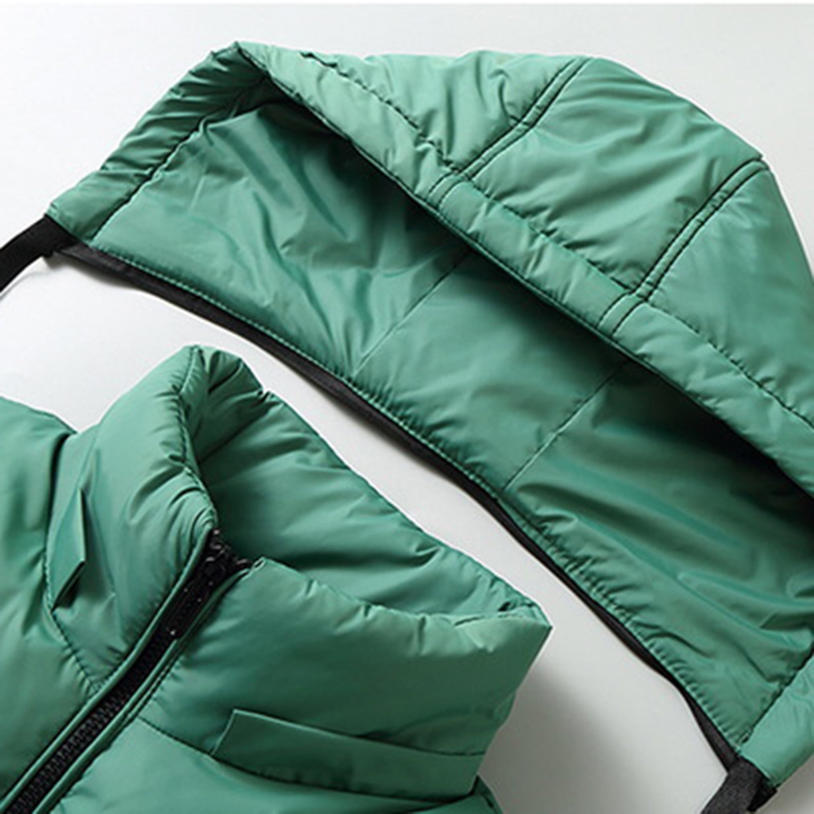 Dagegui Mens Zip Up Vest Puffer Warm Winter Sleeveless Jackets Fall Pockets Coats Lightweight Outdoor Running Hiking Travel Vests with Detachable Hood Green XXXXL