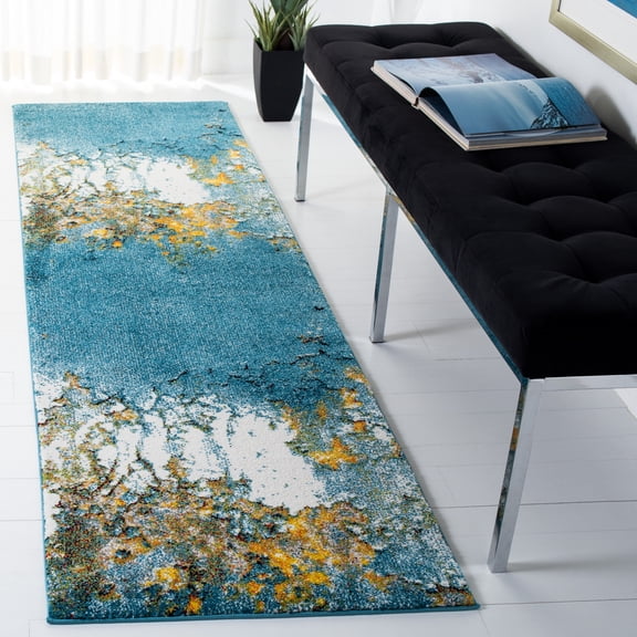 Safavieh Glacier Nazca Geometric Runner Rug, Blue/Gold, 2'3" x 12'
