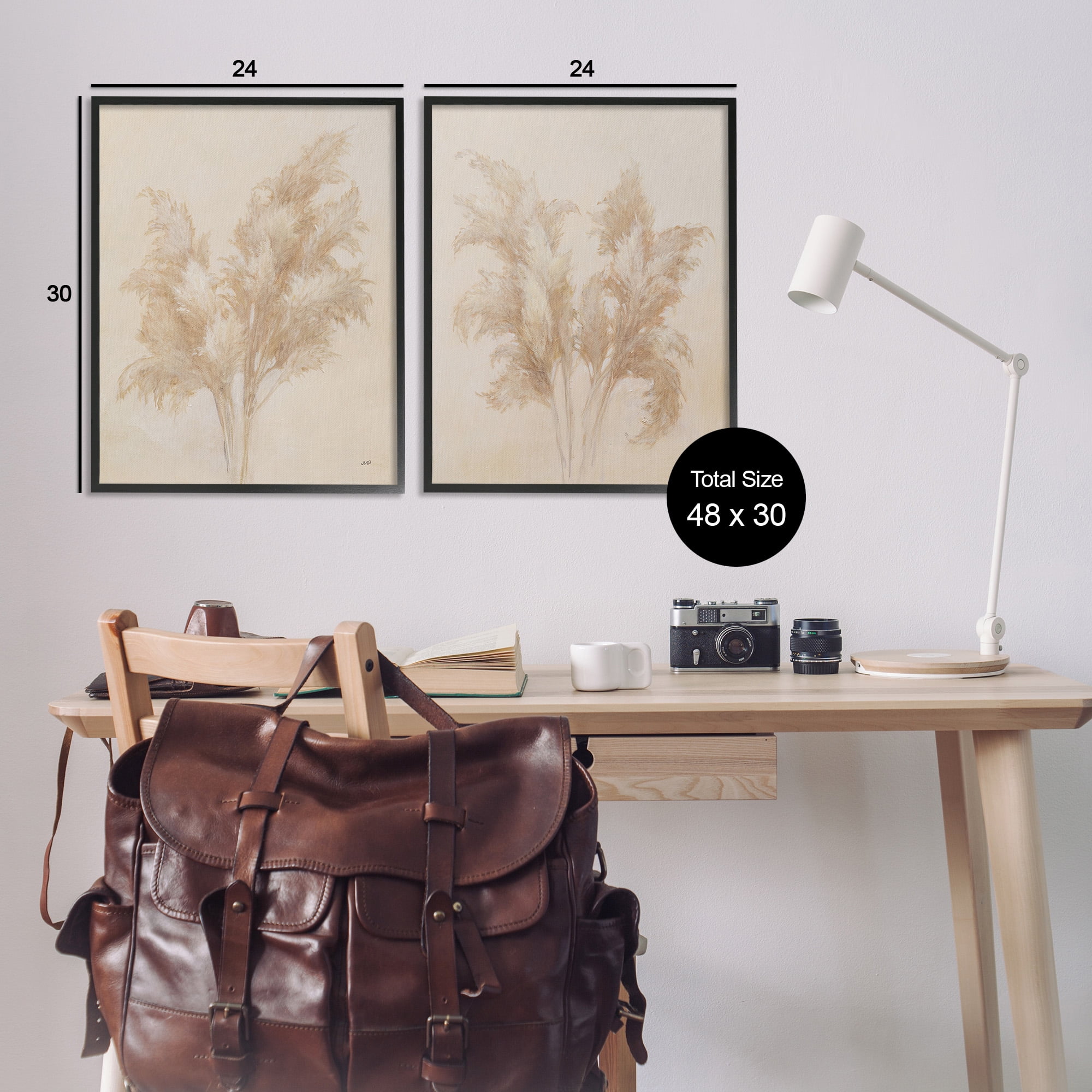 Stupell Industries Rural Reeds Studies Botanical & Floral Drawing Black Framed Art Print Wall Art, 24 x 30, Set of 2