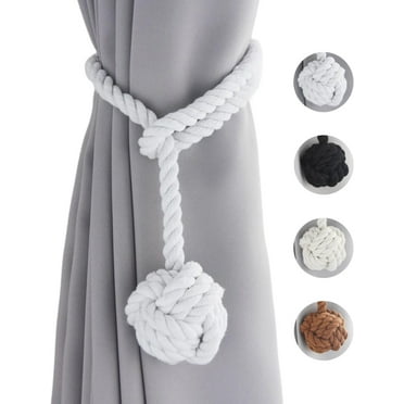Curtain Tiebacks 6 Pack, Curtain Ties, Curtain Holders for Wall Drapes, Curtain Holdbacks, Curtain Tie Backs for Curtains Pull Backs, Drapery Tiebacks, Outdoor White Curtain Rope Tiebacks