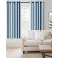 thumbnail image 2 of Blue Stripe Blackout Curtains, Light Blocking Print Window Curtains, Ombre Geometric Farmhouse Vertical Striped Thermal Insulated Window Drapes for Living Room Kitchen Cafe 2 Panels, 55"W x 39"L, 2 of 9