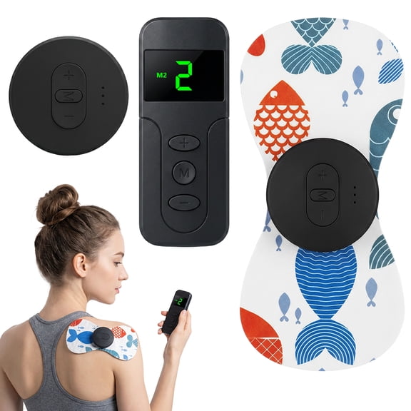Wireless EMS Massage Pad with Remote Control, Portable Muscle Stimulator for Back Shoulder Waist Arms Legs and Post-Workout Relaxation
