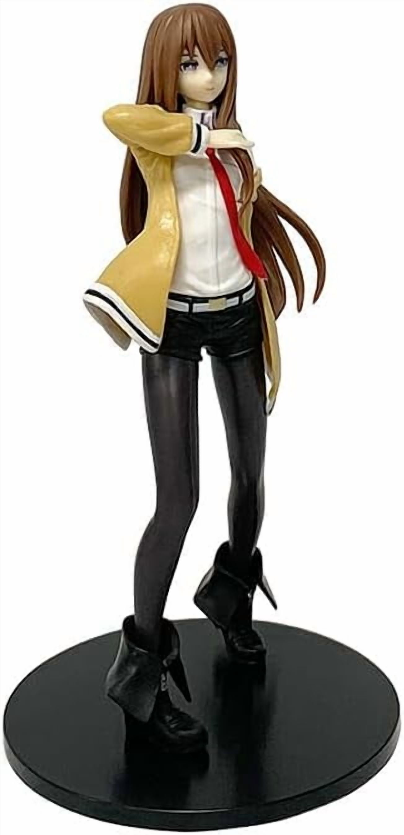 Newly Makise Figure Standing Makise Kurisu Action Figures PVC Character Figurine Cosplay Model Collectible Handicrafts for Anime Fans Gift (Yellow)