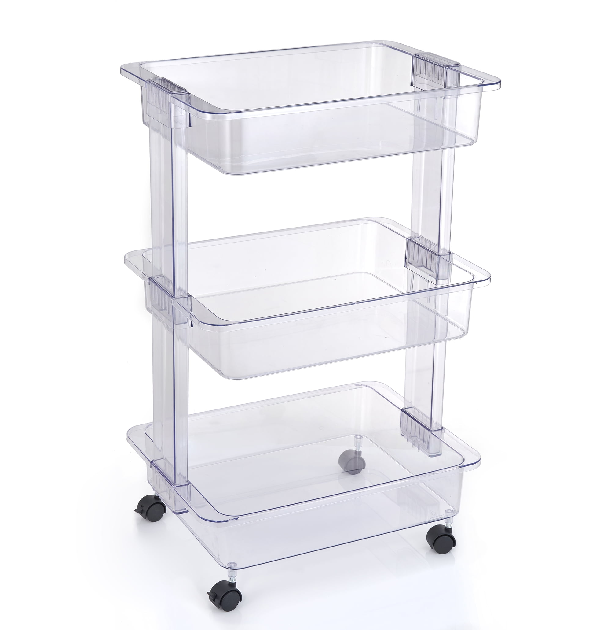 Mainstays 3 Tier Plastic Clear Utility Storage Cart, Adult Size