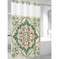 thumbnail image 4 of Pink Green Flower No Hook Shower Curtain Waterproof, Bathroom Curtains with Snap in Liners and See Through Top Window, Elegant Spring Floral Abstract Art Hotel Style Bathtub Curtains Shower 36"Wx78"L, 4 of 8