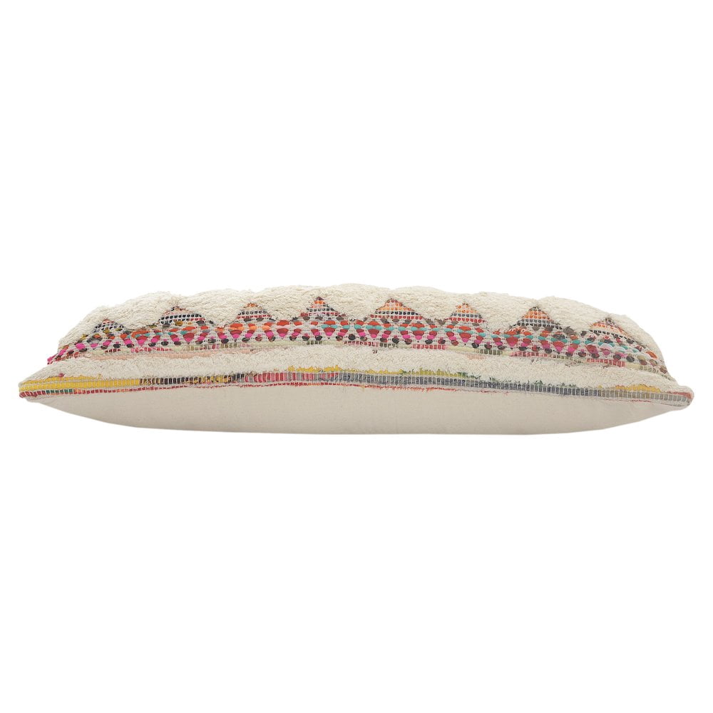 Ox Bay 14" x 36" Hand-Woven Multicolored/ Cream Diamond Organic Cotton Pillow Cover