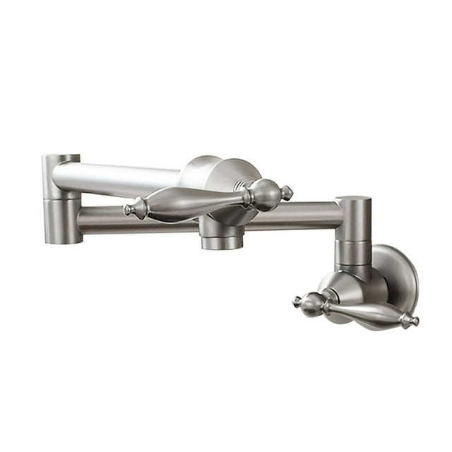Wall Mount Kitchen Faucet Double Joint Swing Arm Pot Filler Sink Faucet, Matte Black ,High Water Flow Rate