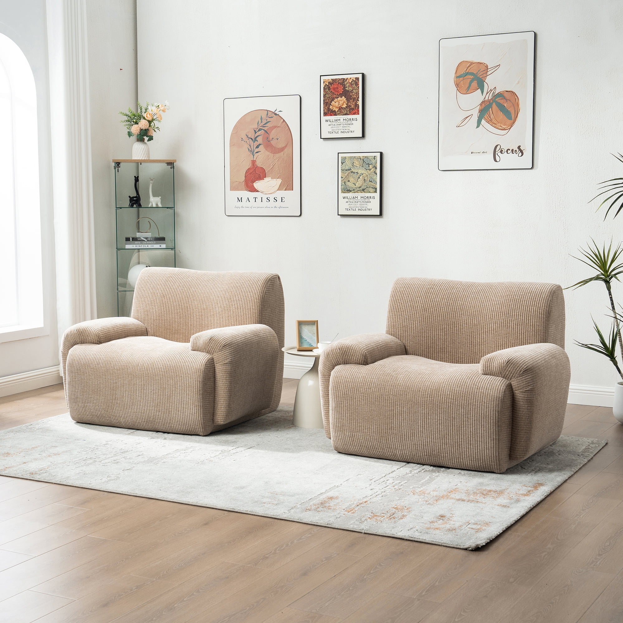 42"W Modern Oversized Accent Chair,Upholstered Boneless Single Sofa Chair,Chenille Armchair Reading Lounge Chair for Living Room,Bedroom,Apartment,taupe