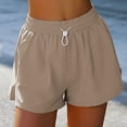 thumbnail image 2 of Loopsun Summer Shorts for Women, Womens Summer Outerwear Buckle Elastic Pocket Style Fitness Running Yoga Shorts Yoga Shorts Coffee XXL, 2 of 4