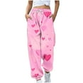 thumbnail image 2 of LEBONYARD Women Wide Leg Pants Loose High Waist Trousers,Plus Size Pants Clearance,Women's Casual Trousers Printing Drawstring Pants Waist Long Pants Sweatpants with Pocket Multicolor S, 2 of 7