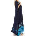 thumbnail image 4 of Sakkas Leonor Women's Boho Casual Long Maxi Caftan Dress Kaftan Cover-up LougeWear - 6-NavyTurq - One Size, 4 of 5