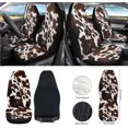 thumbnail image 2 of Yuyamidu Brown Cow Print Car Front Seat Cover Set with Steering Wheel Cover Seat Belt Pads Armrest Cover Coasters Trash Bag Air Vent Bag Rearview Mirror Cover Keychain 12 Pack Auto Accessories, 2 of 7