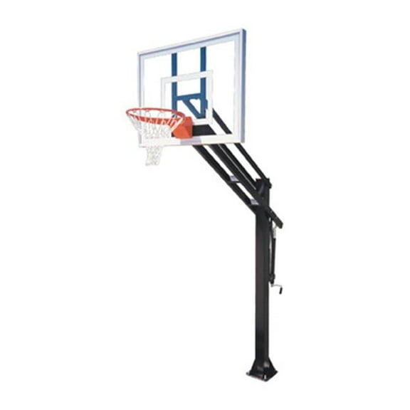 Force Ultra Steel-Glass In Ground Adjustable Basketball System, Columbia Blue