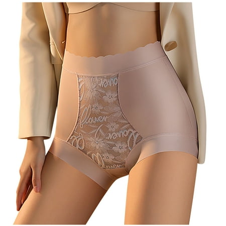FAIWAD Seamless High Waist Briefs for Womens Classic Mesh Floral Lace Hollow Out Underwear Soft Hipster Panty