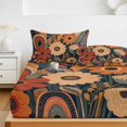 thumbnail image 6 of Cal.King Size Fitted Sheet Set - Terracotta Flowers 3 Piece Bedding Sets 16" Deep Pocket Fitted Sheet with 2 Pillowcases, Boho Floral Leaves Vintage Pastoral Botanical Microfiber Hotel Bed Sheets, 6 of 9