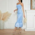 thumbnail image 3 of PENGXIANG Robe Maxi à Bretelles Spaghetti pour Femmes Sans Manches Dos Nu Ourlet à Volants Robe Longue pour Sortir, 3 of 6