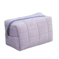 thumbnail image 2 of Cosmetic Bag Multifunctional Soft Plush Fluffy Large Capacity Zipper Closure Store Cosmetics Solid Color Women Travel Make Up Toiletry Bag Washing Pouch for Trip,Purple, 2 of 8