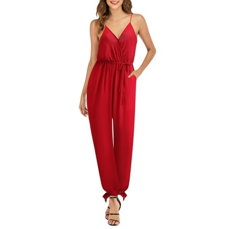 

Sngxgn Shorts Jumpsuit For Women Power Romper for Women Workout Yoga Gym Seamless One Piece Racerback Jumpsuit Tummy Control Padded Sports Bra Red Medium