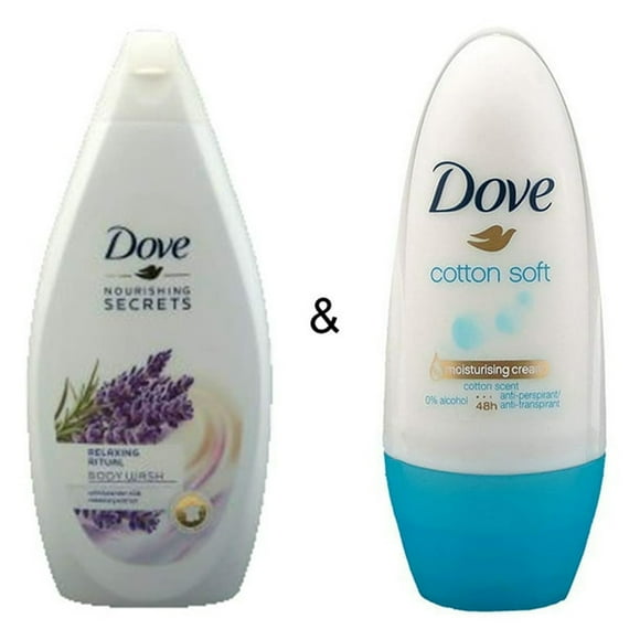 Gel Douche Rituel Relaxant 500 par Dove & Déodorant Roll-on Coton Doux 50 ml par Dove
