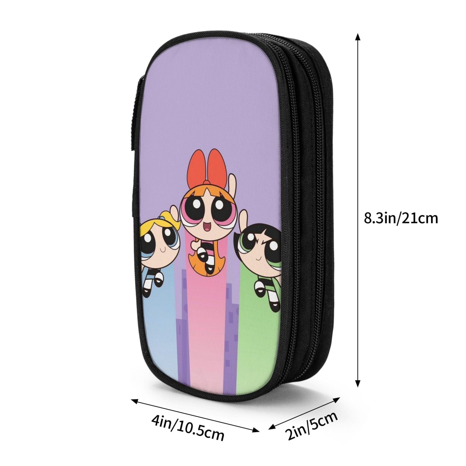 The Powerpuff Gi-rls Pencil Case Large Capacity Pencil Pouch Pen Bag Office Stationery Organizer Travel Makeup Bag Black