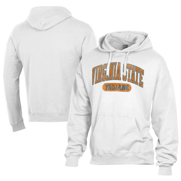 Men's Comfort Wash  White Virginia State Trojans Lightweight Fleece Pullover Hoodie