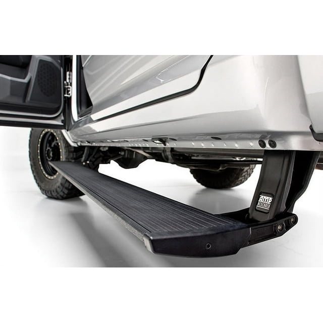 Amp Research Running Board 76159-01A PowerStep; Textured; Black; Die Cast Aluminum; With LED Light System; Frame Body Mount Bolts; With Plug-N-Play Wiring Kit