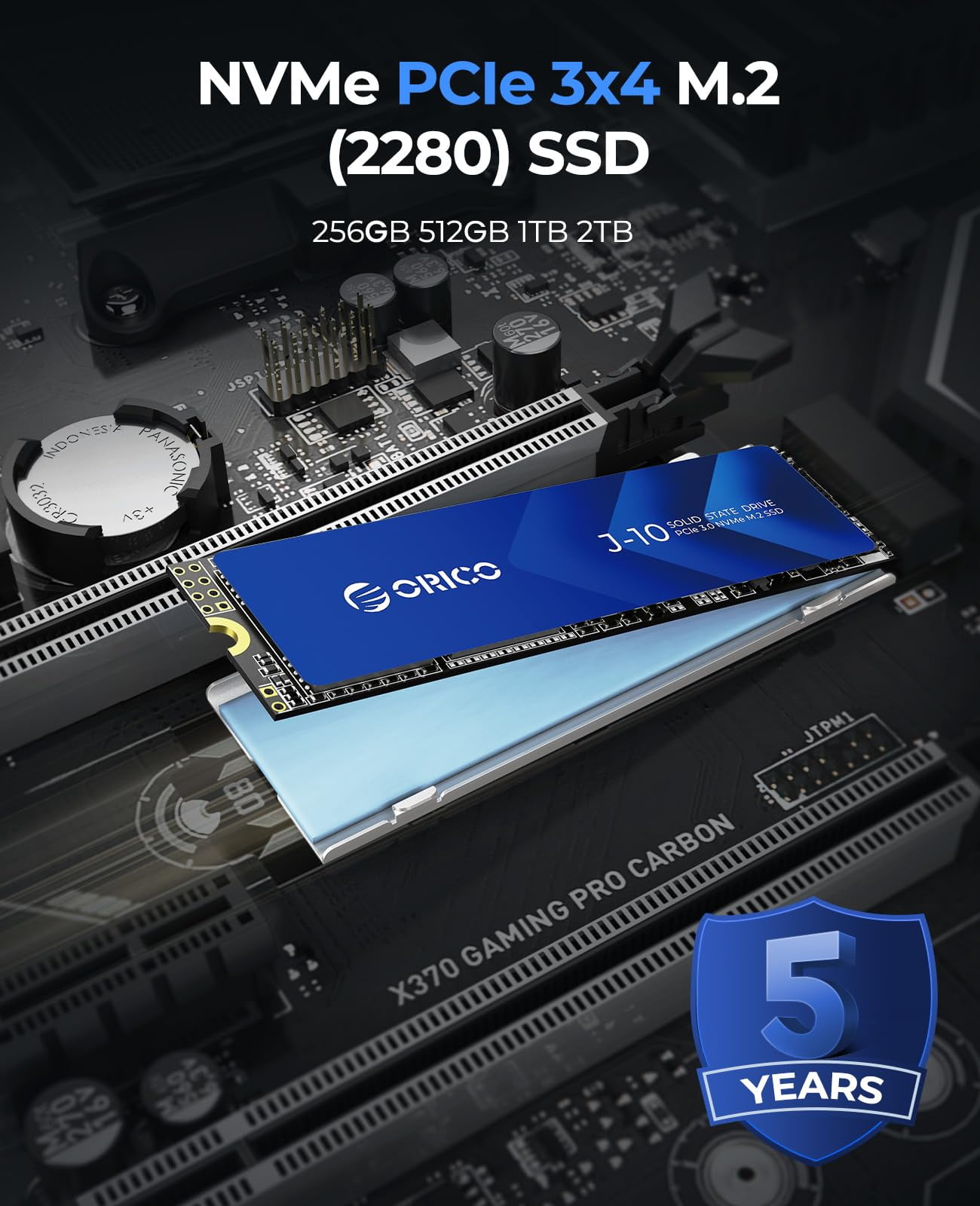 ORICO 2TB DIY Portable Exteral Hard Drive PCIe Gen 3x4.0 SSD with 10Gbps USB 3.2 Type-C to M.2 SSD Enclosure